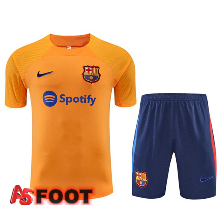Ensemble Training T-Shirts FC Barcelone + Short Orange 2022/2023