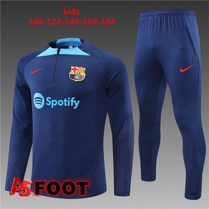 Ensemble Survetement de Foot FC Barcelone Enfant Bleu 2022/2023