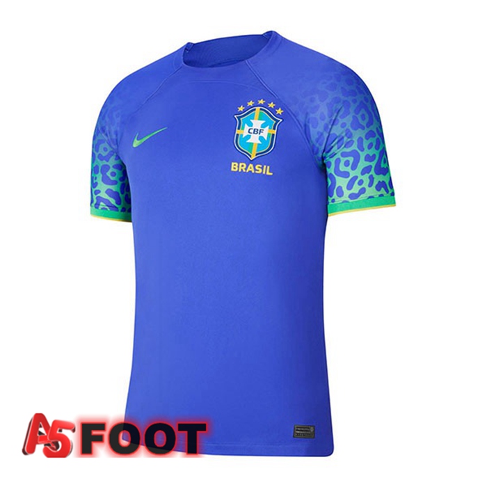 Maillot Foot Equipe de Bresil Exterieur Bleu Coupe du monde 2022