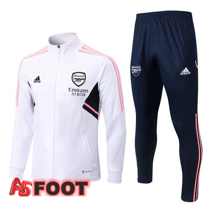 Ensemble Veste Survetement de Foot Arsenal Blanc 2022/2023