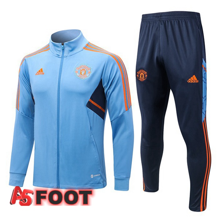 Ensemble Veste Survetement de Foot Manchester United Bleu 2022/2023
