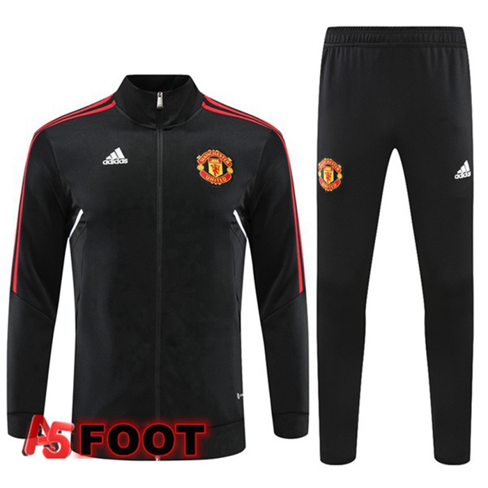 Ensemble Veste Survetement de Foot Manchester United Noir 2022/2023