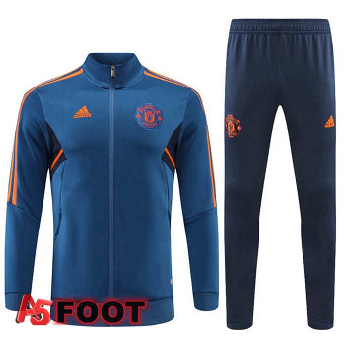 Ensemble Veste Survetement de Foot Manchester United Bleu 2022/2023