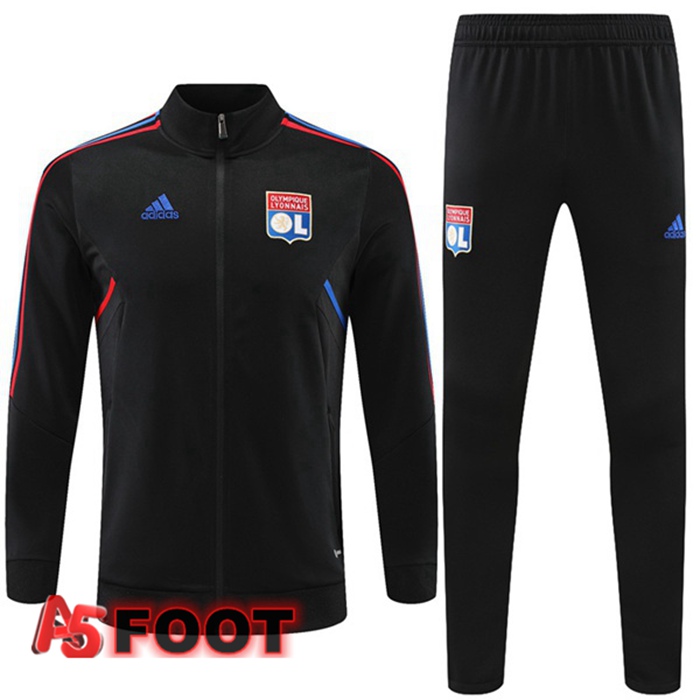 Ensemble Veste Survetement de Foot Lyon OL Noir 2022/2023