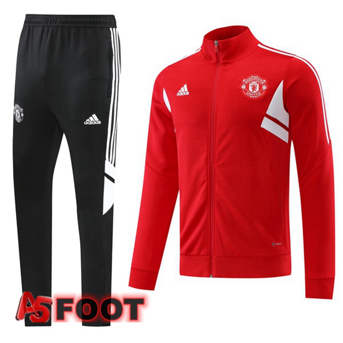 Ensemble Veste Survetement de Foot Manchester United Rouge 2022/2023
