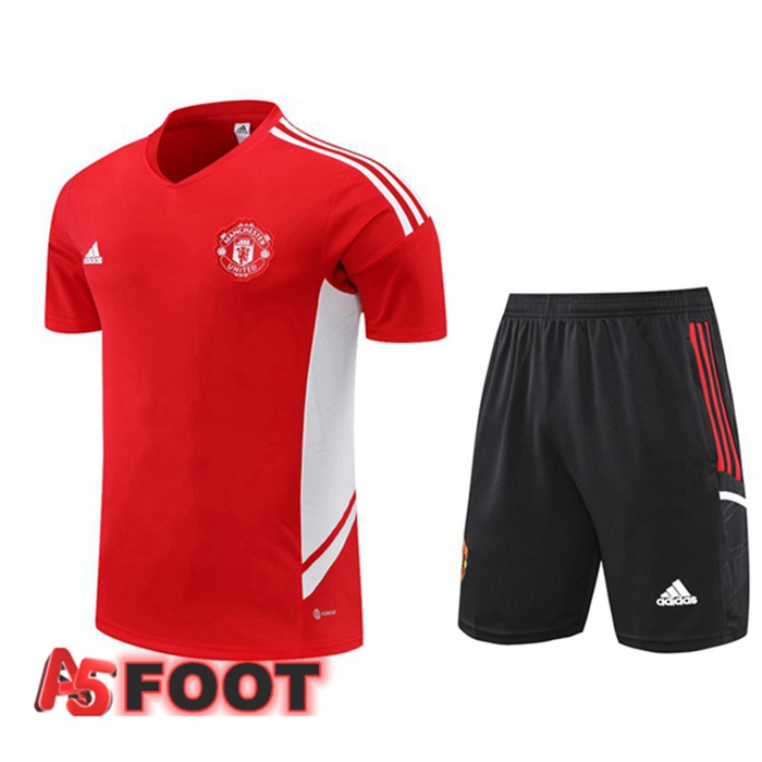 Training T-Shirts Manchester United + Shorts Rouge 2022/2023