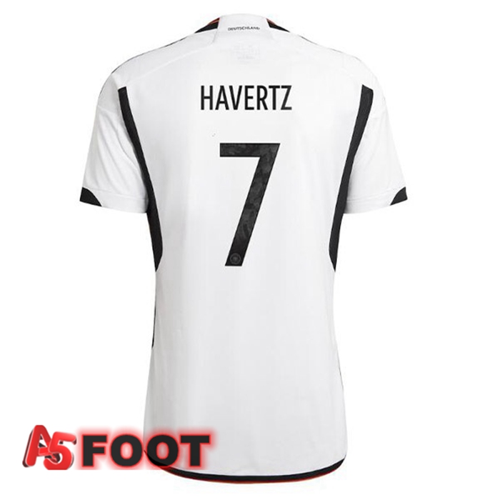 Maillot Allemagne (HAVERTZ 7 Domicile Noir Blanc Coupe du monde 2022
