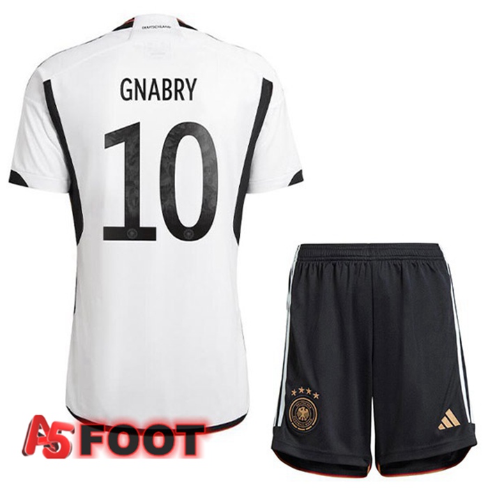 Maillot Allemagne (GNABRY 10) Enfant Domicile Noir Blanc Coupe du monde 2022
