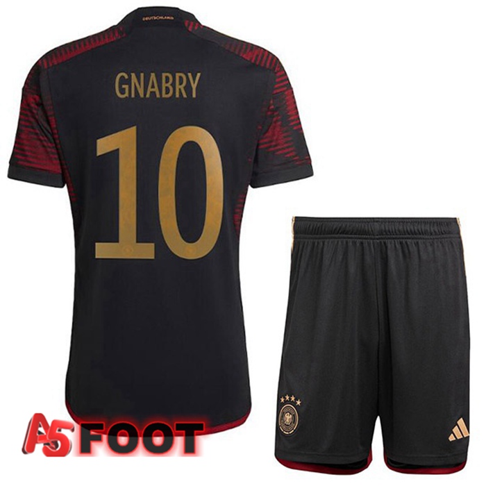 Maillot Allemagne (GNABRY 10) Enfant Exterieur Noir Coupe du monde 2022
