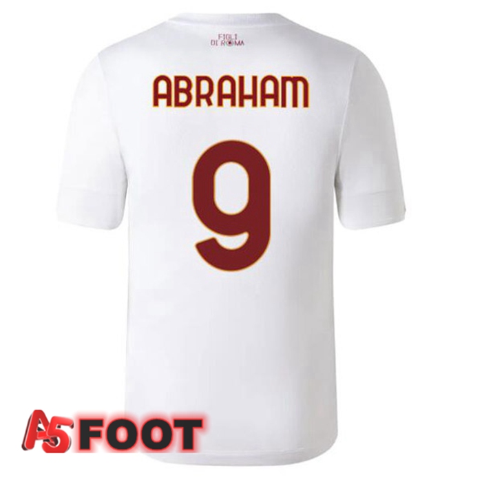 Maillot Foot AS Roma (ABRAHAM 9) Exterieur Blanc 2022/2023