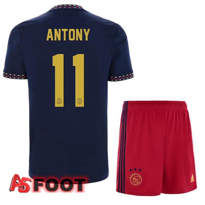 Maillot Foot AFC Ajax (Antony 11) Enfant Exterieur Noir 2022/2023