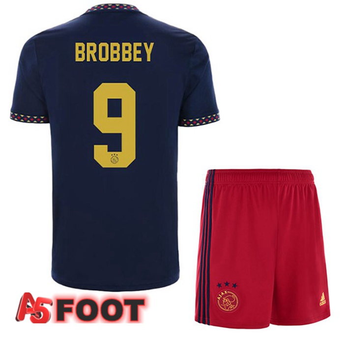 Maillot Foot AFC Ajax (Brobbey 9) Enfant Exterieur Noir 2022/2023