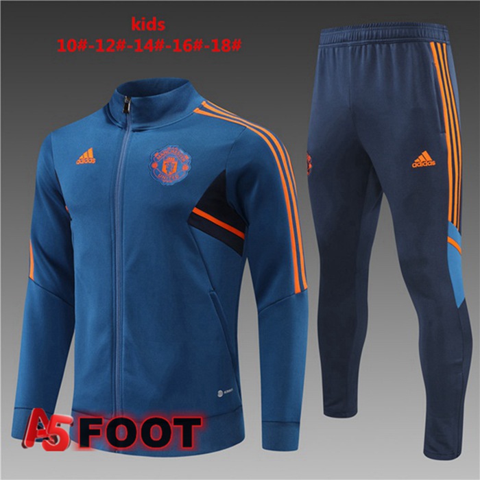 Ensemble Veste Survetement de Foot Manchester United Enfant Bleu 2022/2023