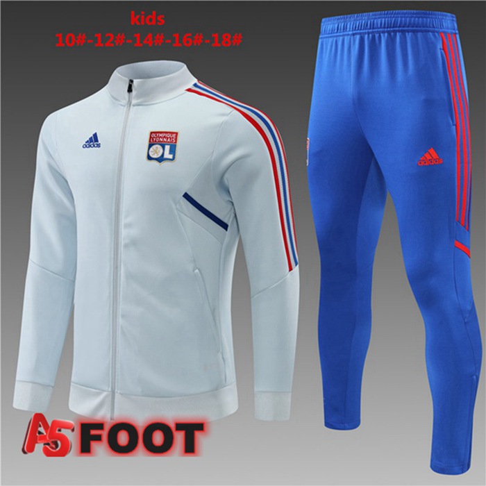 Ensemble Veste Survetement de Foot Lyon OL Enfant Gris 2022/2023