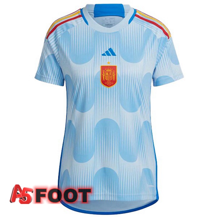 Maillot Equipe De Espagne Femme Exterieur Bleu Blanc Coupe du monde 2022