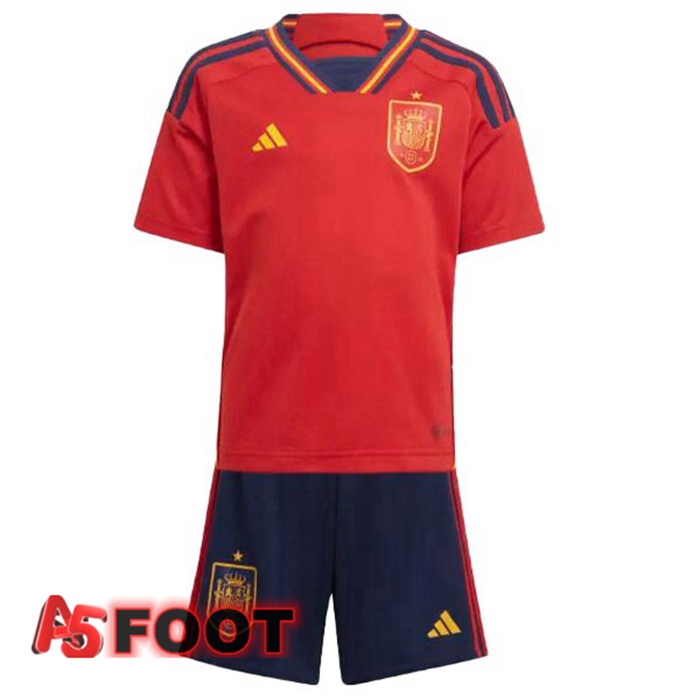 Maillot Equipe De Espagne Enfant Domicile Rouge Coupe du monde 2022