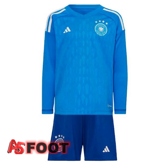 Maillot Allemagne Enfant Gardien de but Manche longue Bleu Coupe du monde 2022