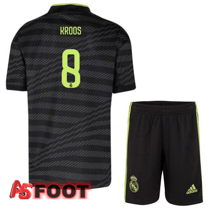 Maillot Foot Real Madrid (Kroos 8) Enfant Third Noir 2022/2023