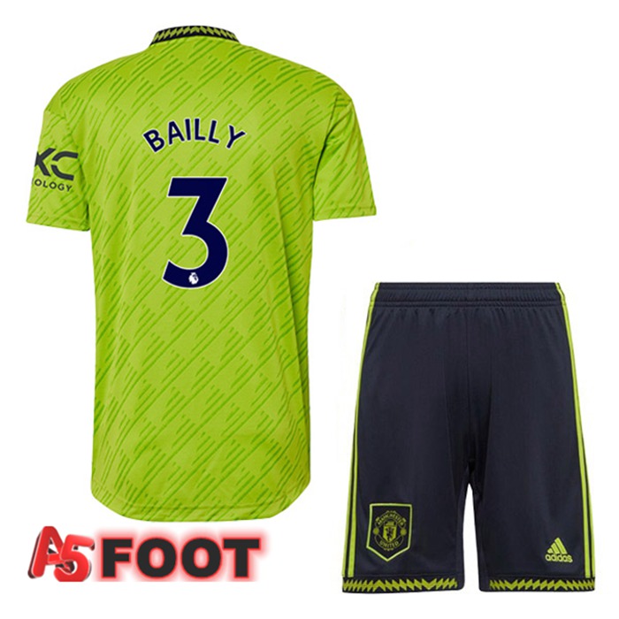 Maillot Foot Manchester United (BAILLY 3) Enfant Third Vert 2022/2023