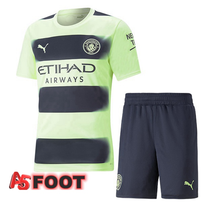 Maillot Foot Manchester City Enfant Third Vert Noir 2022/2023
