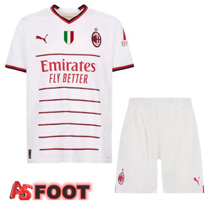 Maillot Foot Milan AC Enfant Exterieur Blanc 2022/2023