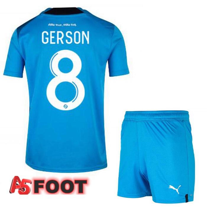 Maillot Foot Marseille OM (GERSON 8) Enfant Third Bleu 2022/2023