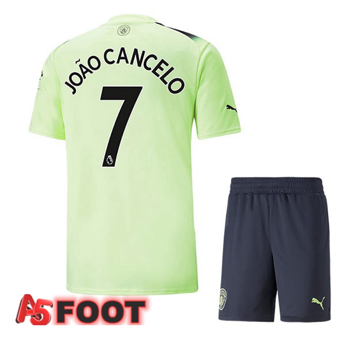 Maillot Foot Manchester City (João Cancelo7) Enfant Third Vert Noir 2022/2023
