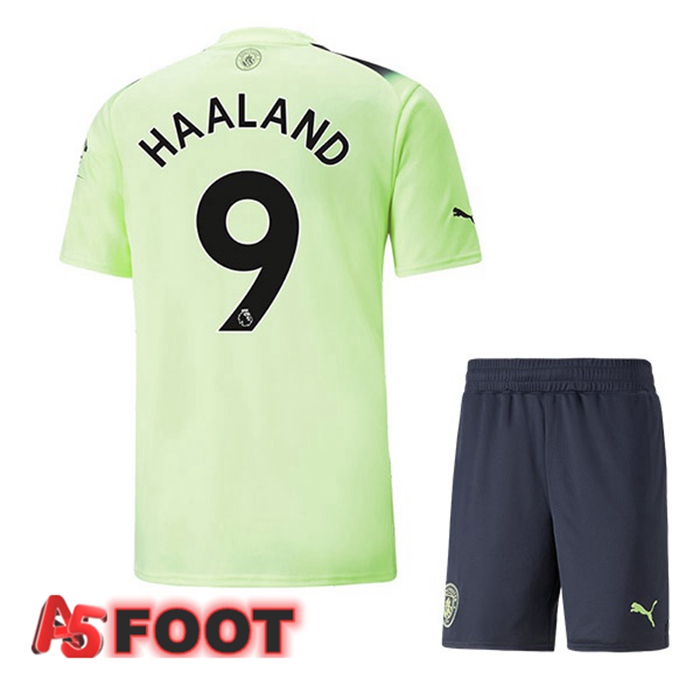 Maillot Foot Manchester City (Erling Haaland 9) Enfant Third Vert Noir 2022/2023