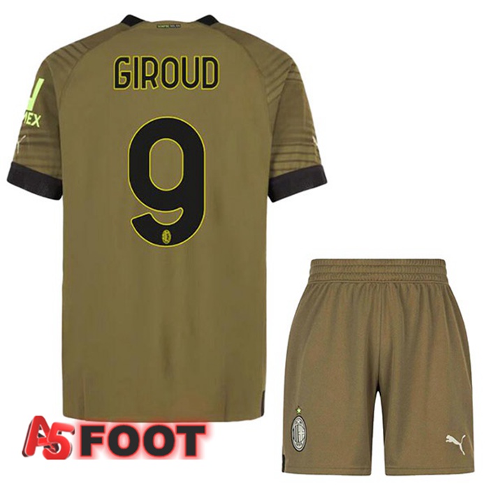Maillot Foot Milan AC (GIROUD 9) Enfant Third Marron 2022/2023