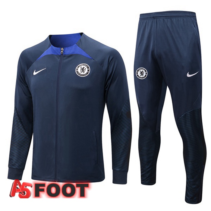 Ensemble Veste Survetement de Foot FC Chelsea Bleu Royal 2022/2023