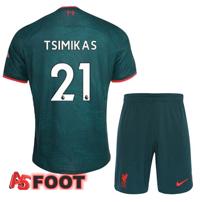 Maillot Foot FC Liverpool (TSIMIKAS 21) Enfant Third Vert 2022/2023
