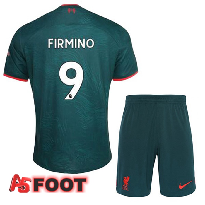 Maillot Foot FC Liverpool (FIRMINO 9) Enfant Third Vert 2022/2023