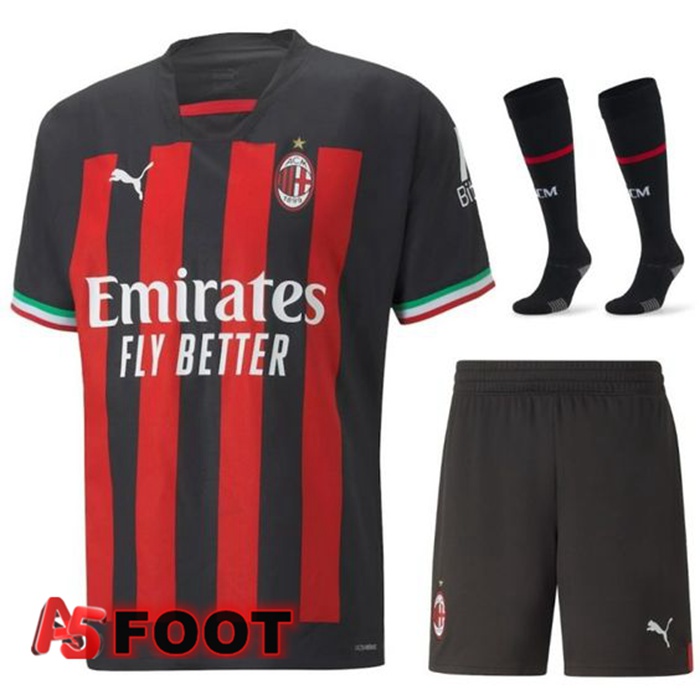 Ensemble Maillot Foot Milan AC Domicile (Short + Chaussettes) 2022/2023