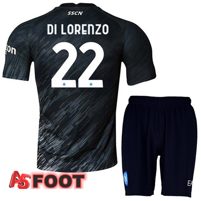 Maillot Foot SSC Naples (Di Lorenzo 22) Enfant Third Noir 2022/2023
