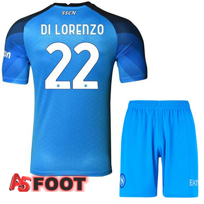 Maillot Foot SSC Naples (Di Lorenzo 22) Enfant Domicile Bleu 2022/2023