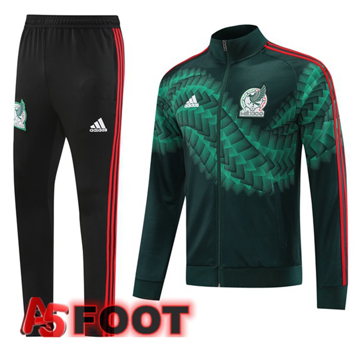 Ensemble Veste Survetement de Foot Mexique Vert Noir 2022/2023
