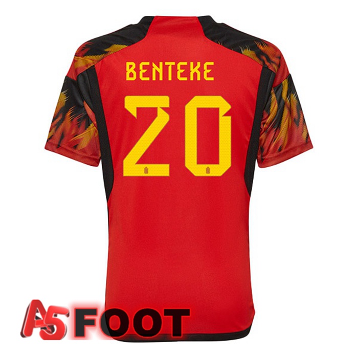 Maillot Equipe De Belgique (BENTEKE 20) Domicile Rouge Coupe du monde 2022