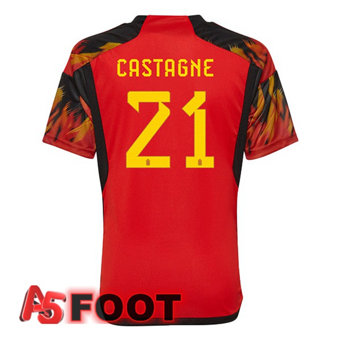 Maillot Equipe De Belgique (CASTAGNE 21) Domicile Rouge Coupe du monde 2022