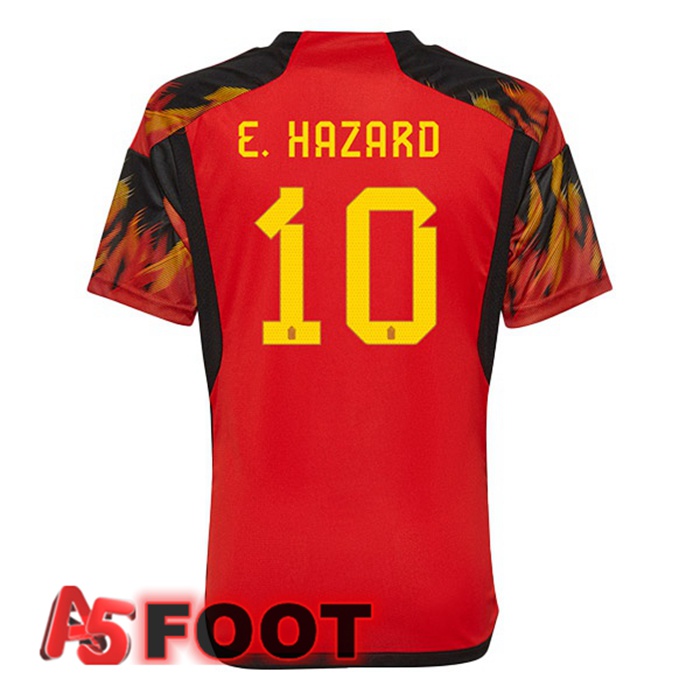 Maillot Equipe De Belgique (E.HAZARD 10) Domicile Rouge Coupe du monde 2022