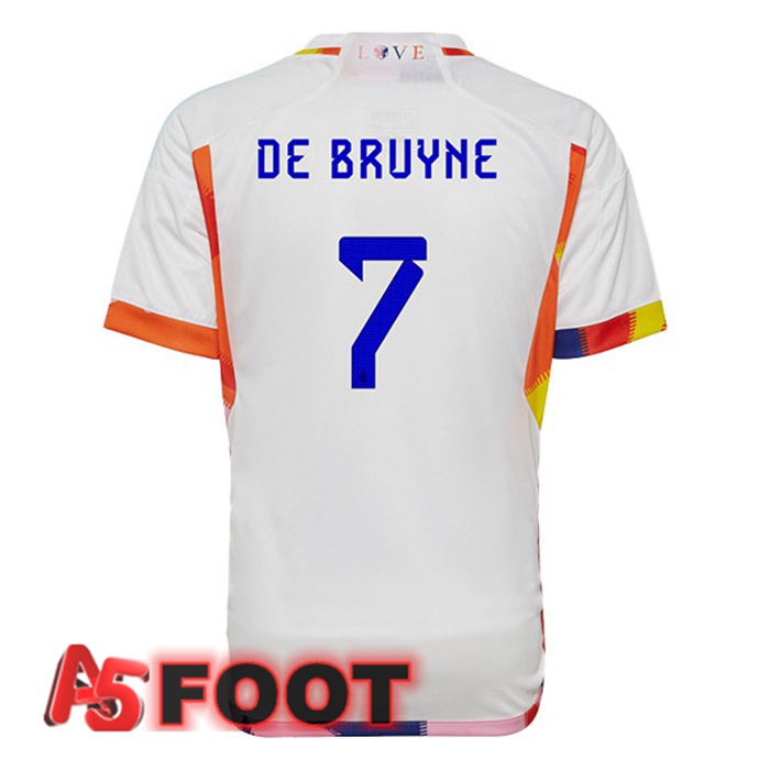 Maillot Equipe De Belgique (DE BRUYNE 7) Exterieur Blanc Coupe du monde 2022