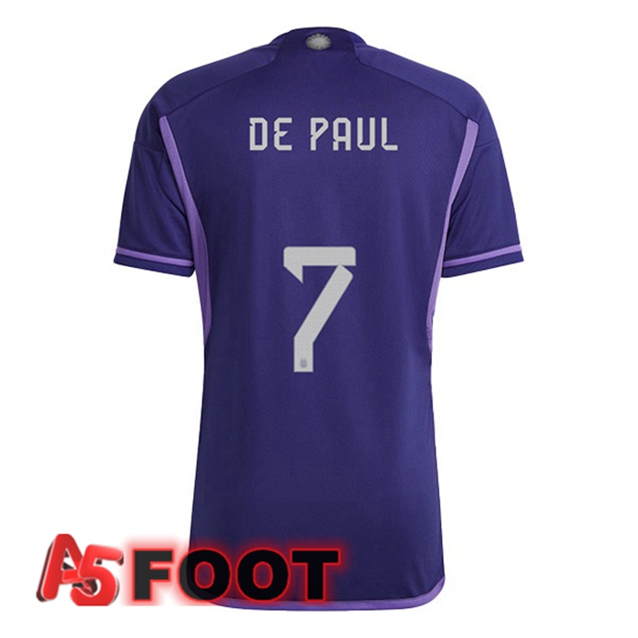 Maillot Equipe De Argentine (DE PAUL 7) Exterieur Pourpre Coupe du monde 2022