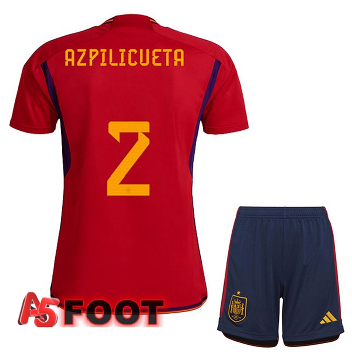 Maillot Equipe De Espagne (AZPILICUETA 2) Enfant Domicile Rouge 2022/2023