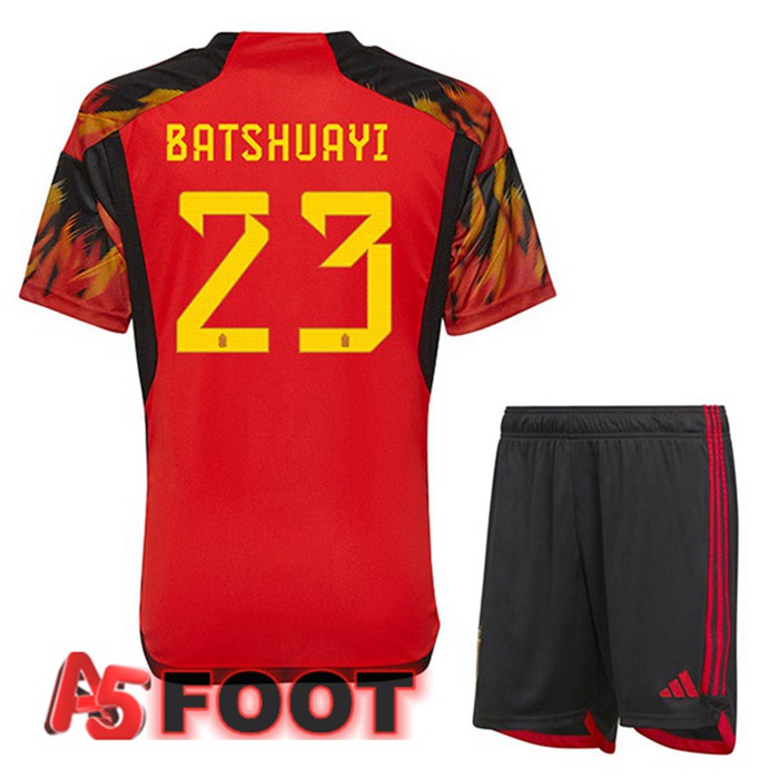Maillot Equipe De Belgique (BATSHUAYI 23) Enfant Domicile Rouge 2022/2023