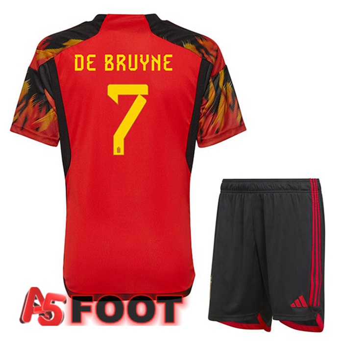 Maillot Equipe De Belgique (DE BRUYNE 7) Enfant Domicile Rouge 2022/2023