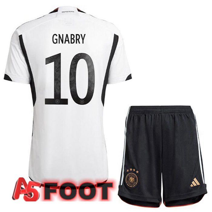 Maillot Equipe De Allemagne (GNABRY 10) Enfant Domicile Noir Blanc 2022/2023