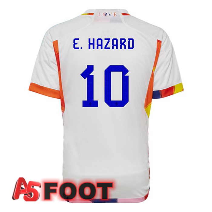Maillot Equipe De Belgique (E.HAZARD 10) Exterieur Blanc 2022/2023