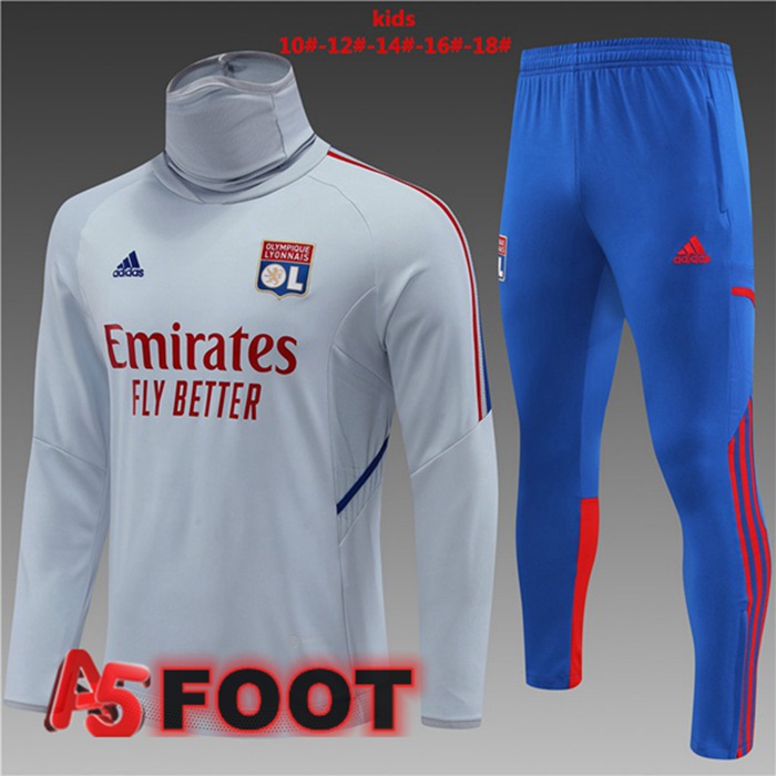 Survetement De Foot Lyon OL Col haut Enfant Gris 2022/2023