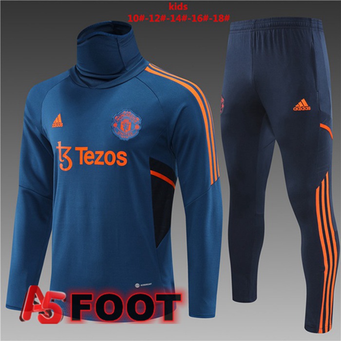 Survetement De Foot Manchester United Col haut Enfant Bleu 2022/2023