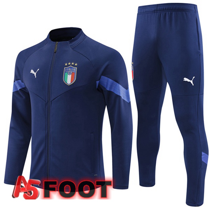 Ensemble Veste Survetement de Foot Italie Bleu Royal 2022/2023