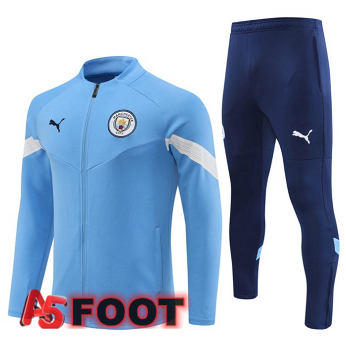 Ensemble Veste Survetement de Foot Manchester City Bleu 2022/2023